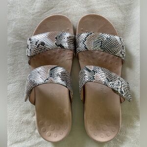 Vionic Snake Print Double Strap Slide Sandals - size 11